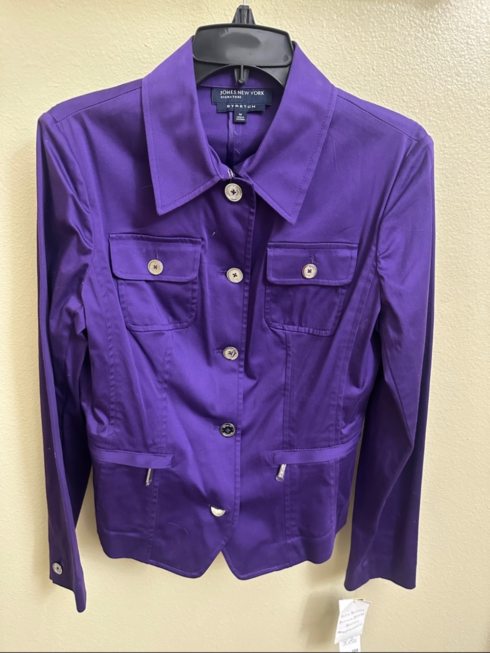 Jones New York Deep Purple Button-Front Blazer med nwt